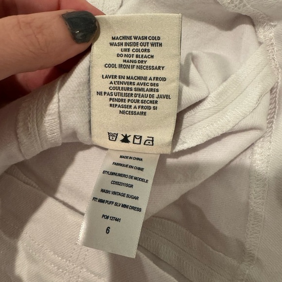 ALICE + OLIVIA Mimi Puff-Sleeve Denim Minidress white square sweetheart neck - Picture 13 of 13